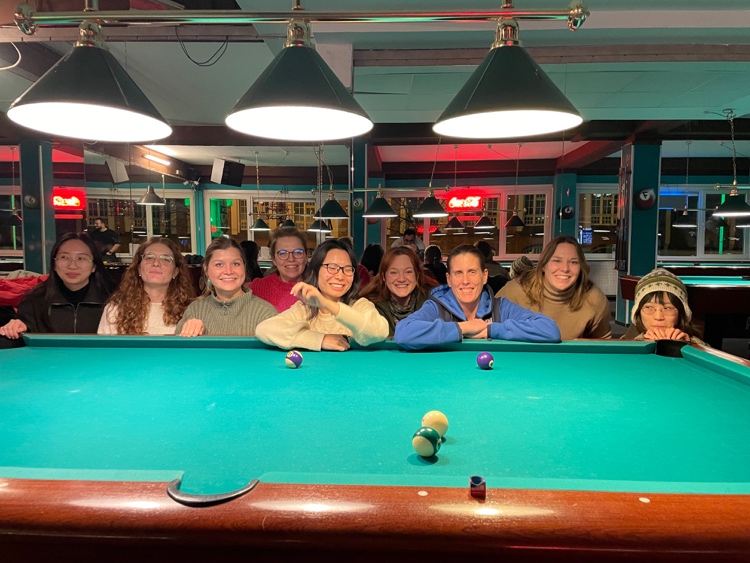 Billiard expert Claudia Köhler with YWTS members